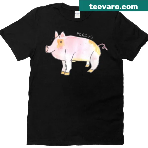 Watercolor illustration of a Latin pig on a t-shirt