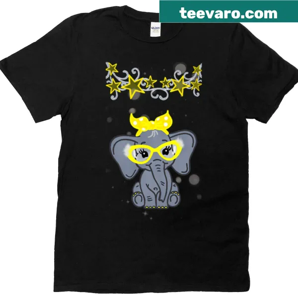 Cute elephant illustration on a T-shirt.