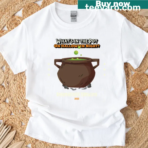 Funny Halloween t-shirt with a cauldron and playful question