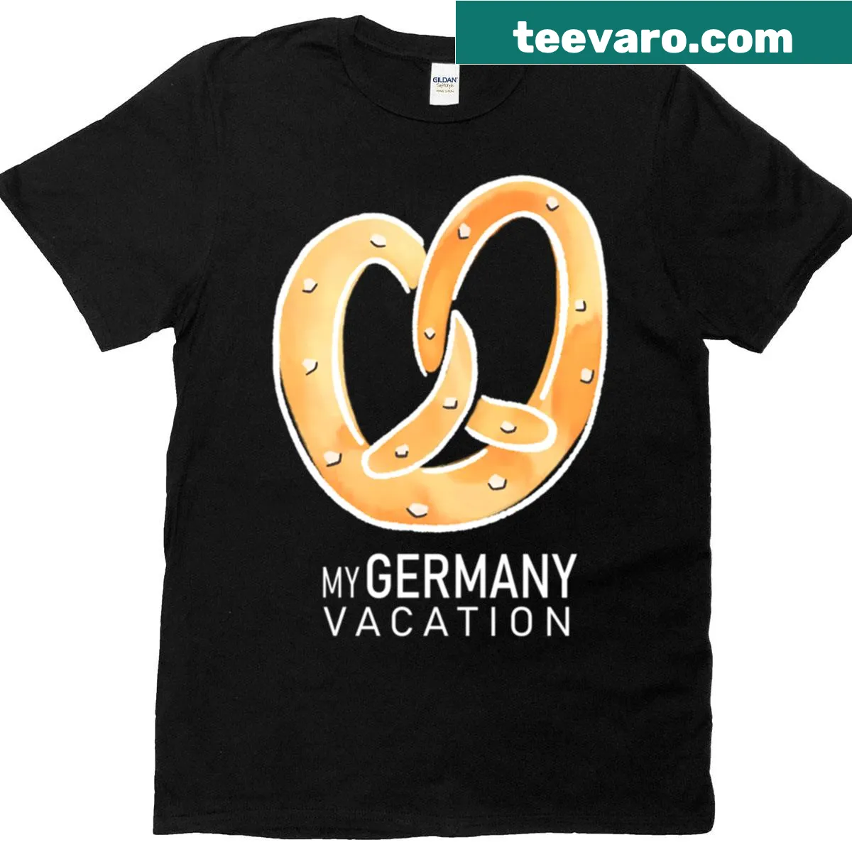 Minimalist stacked text design on a white t-shirt. — on a men's t-shirt