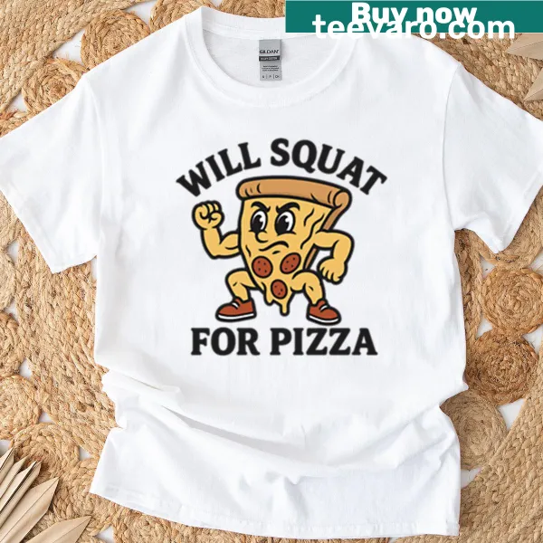 Humorous T-shirt with pizza and exercise theme