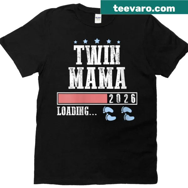 Cute pregnancy reveal text on a T-shirt for twin moms.
