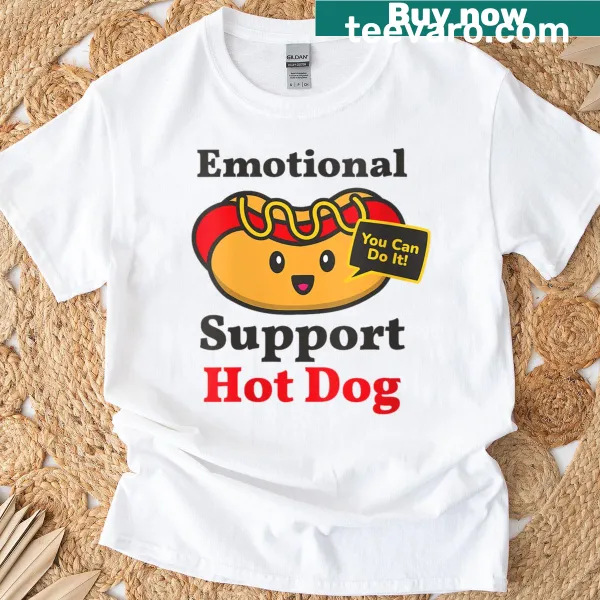 Funny design featuring a hot dog as emotional support