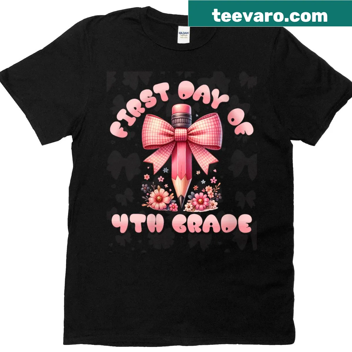 Illustration for girls' fourth-grade back-to-school t-shirt. — on a men's t-shirt
