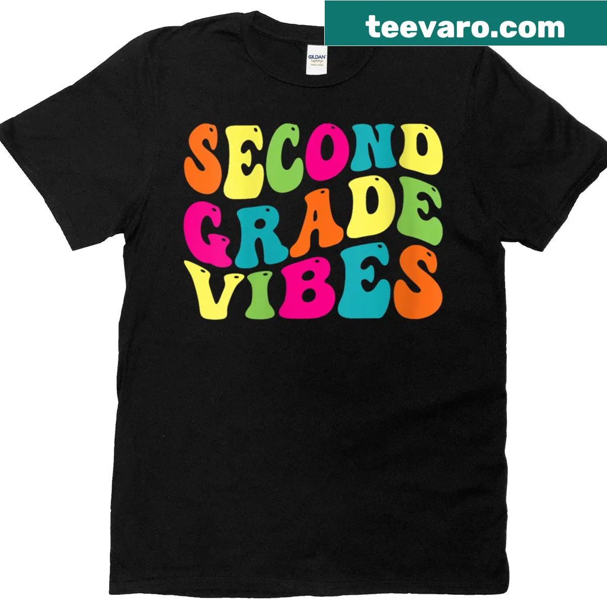 Retro Second Grade Teacher t-shirt with playful graphic — on a men's t-shirt