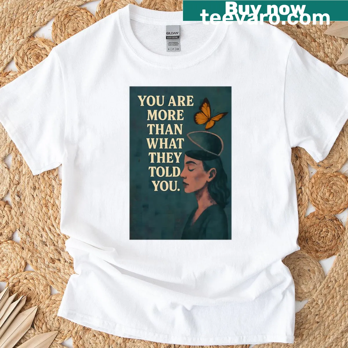 Surreal grunge empowerment print T-shirt with inspirational text design — on a men's t-shirt
