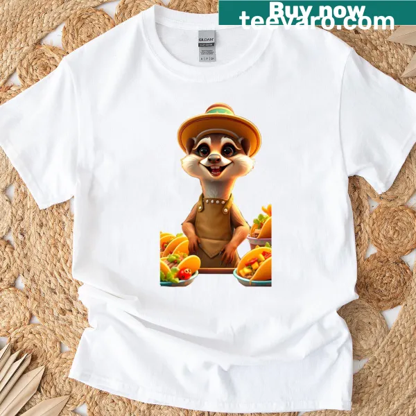 Adorable meerkat taquero graphic for Taco Tuesday T-shirt
