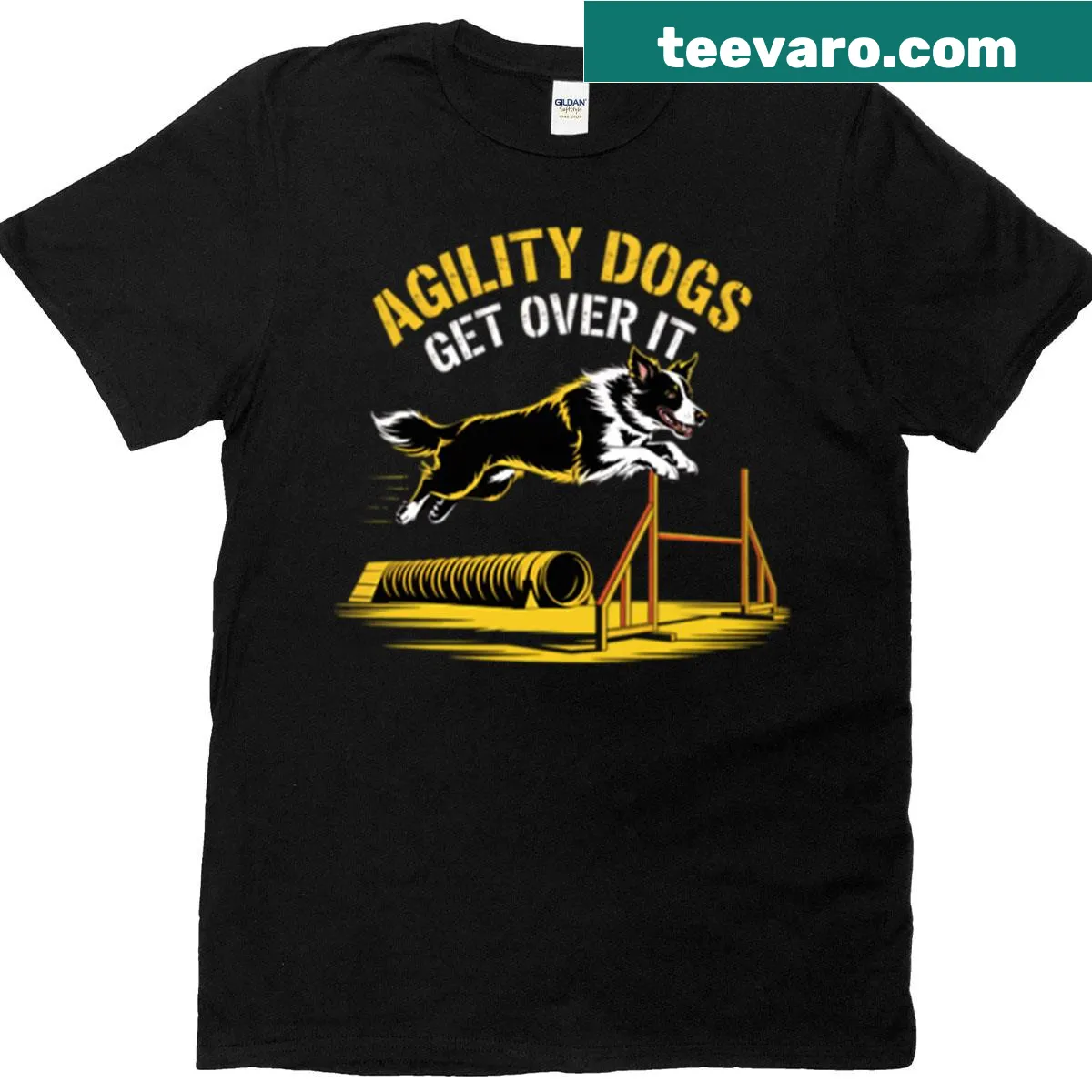 Funny t-shirt featuring a Border Collie and agility-themed humor — on a men's t-shirt