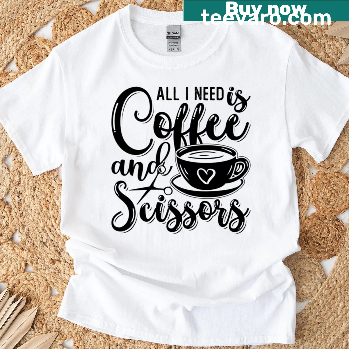 Funny T-shirt for hairdressers with coffee theme — on a men's t-shirt