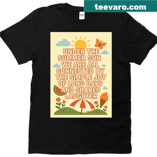 Cartoon raccoon design on summer-themed T-shirt