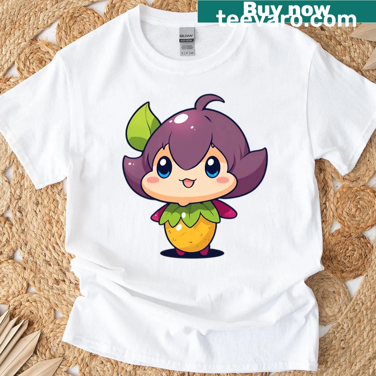 Cartoon graphic t-shirt featuring a sweet mango — on a men's t-shirt