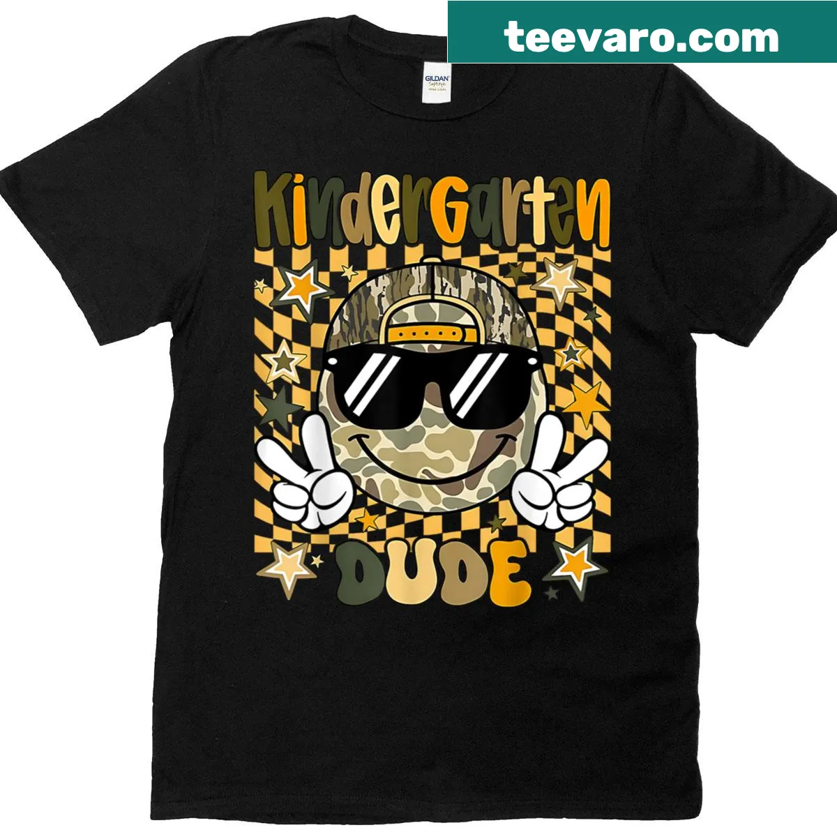 Camouflage design for kids on back-to-school t-shirt — on a men's t-shirt