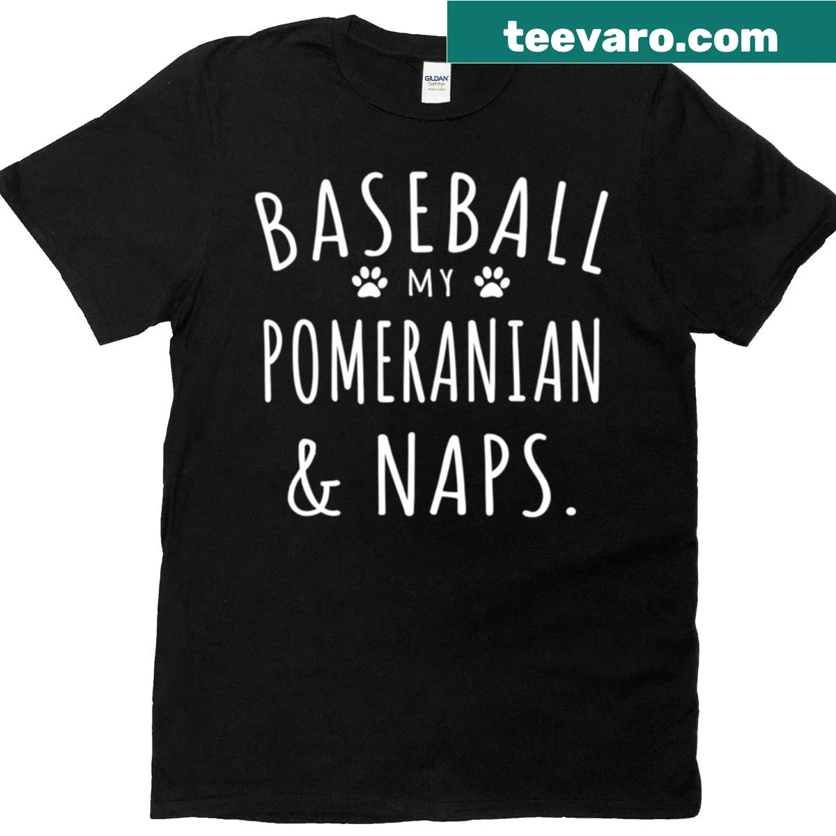 Cute Pomeranian baseball lover t-shirt with nap theme — on a men's t-shirt