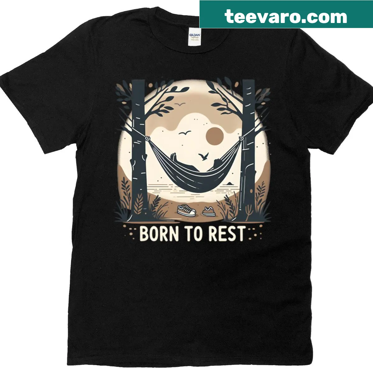 Casual 'Born To Rest' typography t-shirt design — on a men's t-shirt