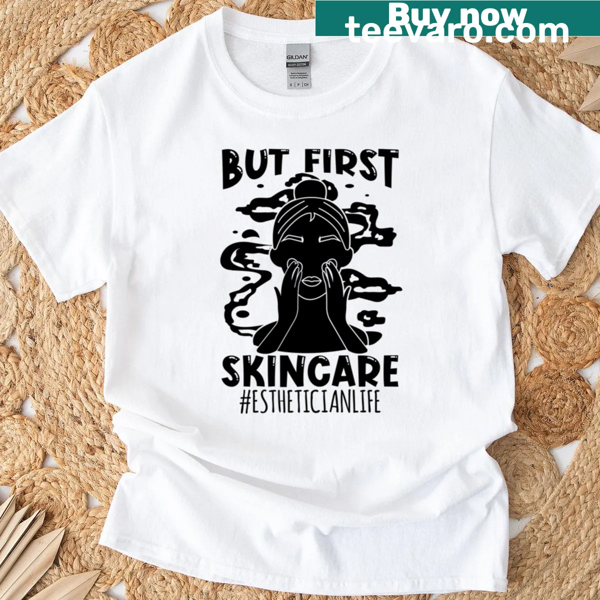 Skin care themed T-shirt for dermatologists and estheticians with fun slogan. — on a men's t-shirt