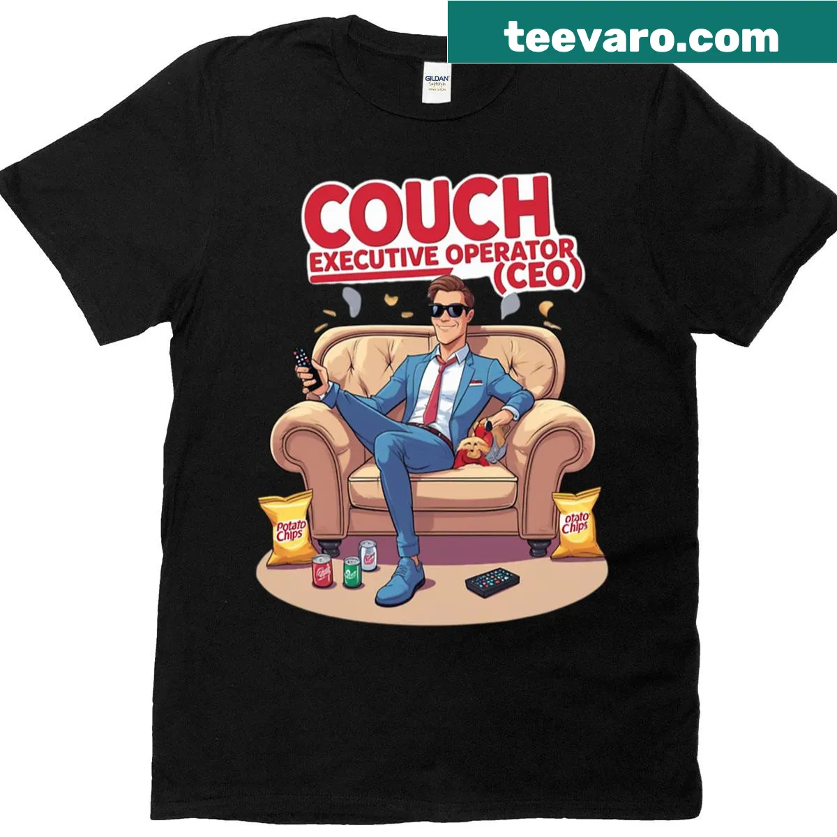 Funny CEO Couch Executive Operator T-shirt — on a men's t-shirt