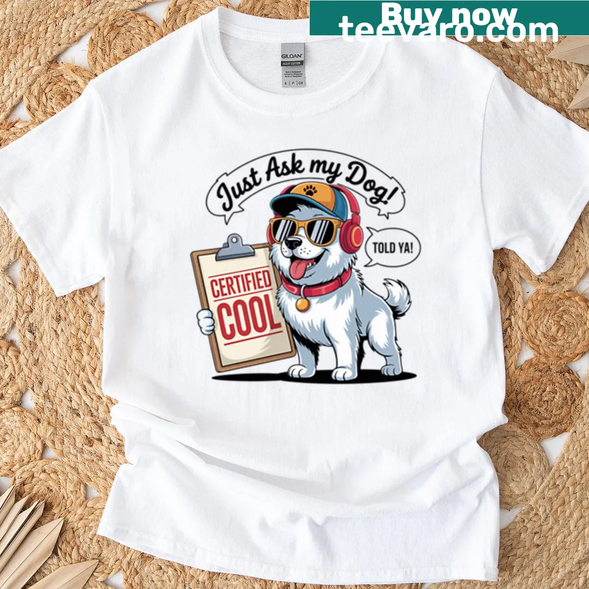 Funny dog dad t-shirt with cool dog graphic and playful text — on a men's t-shirt