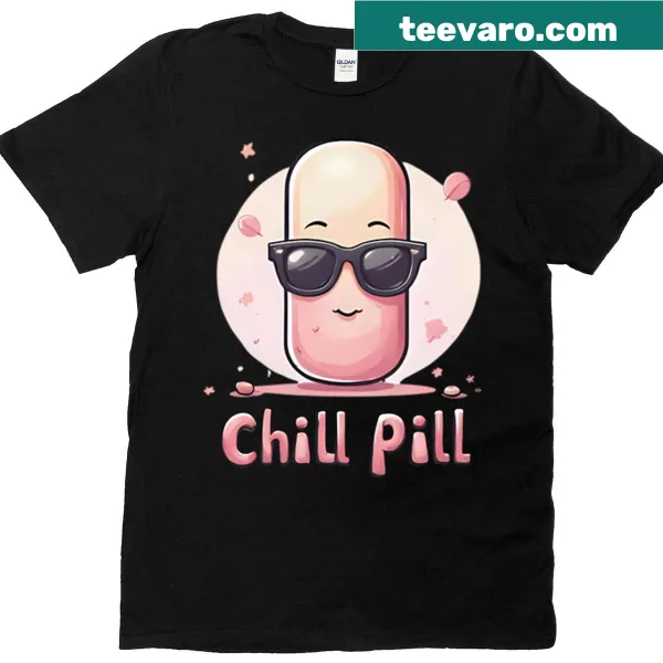 Kawaii T-shirt with a cartoon chill pill design