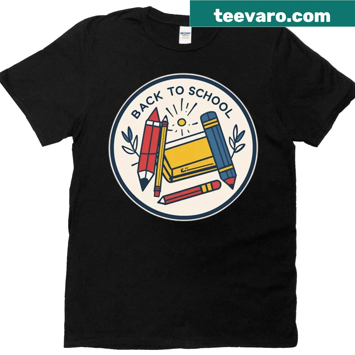 Oversized t-shirt with 'Circle Back To School' text in playful typography. — on a men's t-shirt