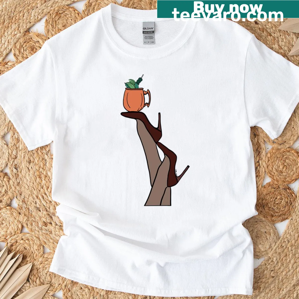 Oversized t-shirt with a cocktail balancing act design — on a men's t-shirt