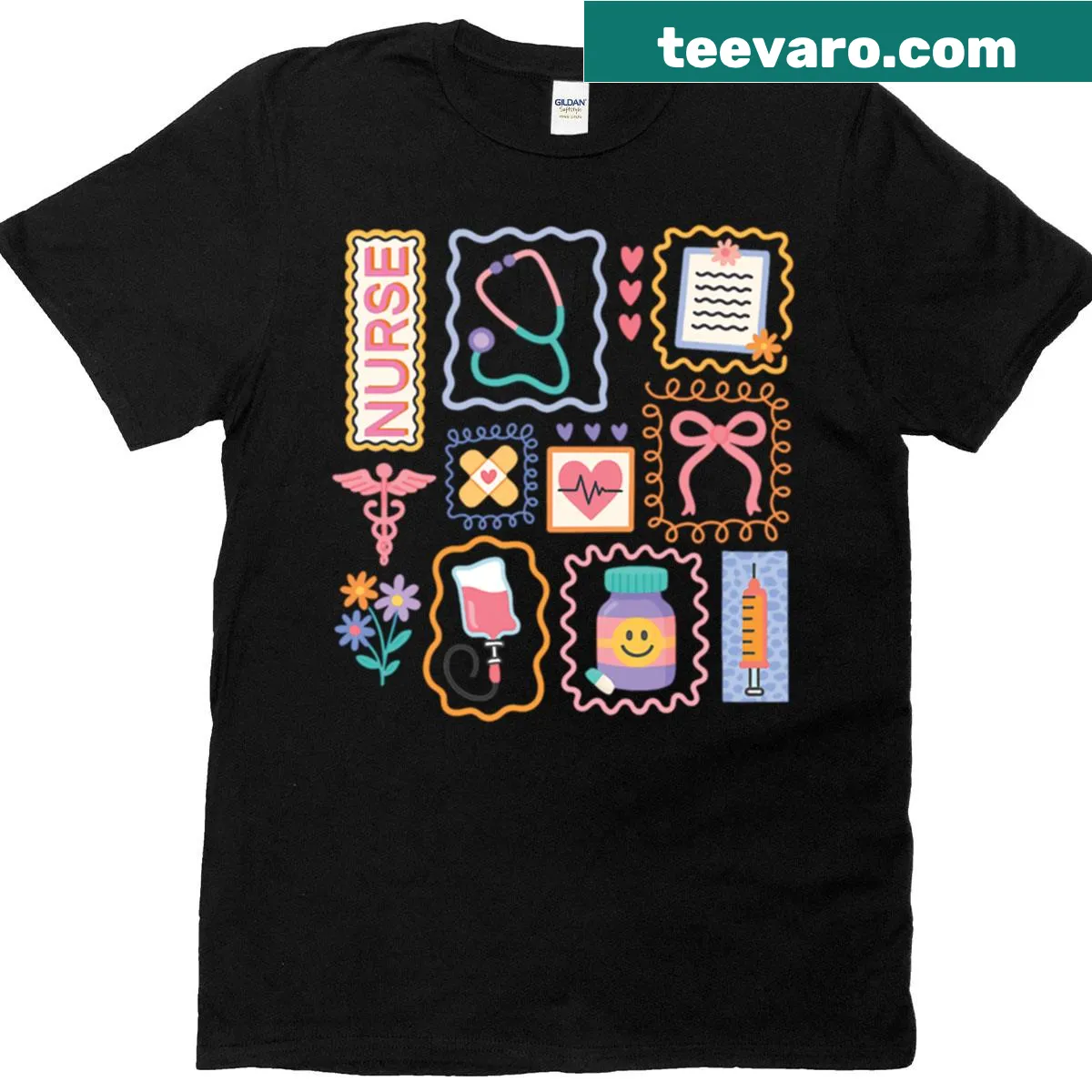 Trendy nurse T-shirt with stethoscope design — on a men's t-shirt