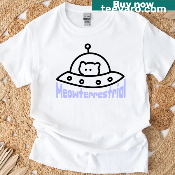Cartoon cat in a cosmic setting with stars and planets