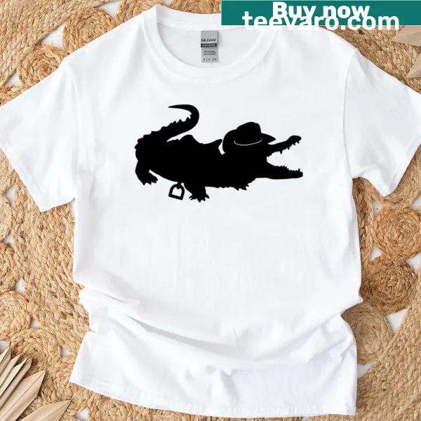 Cowboy crocodile silhouette graphic on a T-shirt