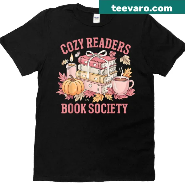 Fall themed T-shirt with pumpkins and floral design for readers