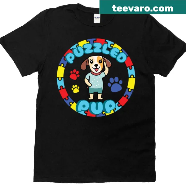 Puzzled dog graphic illustration on a boxy t-shirt