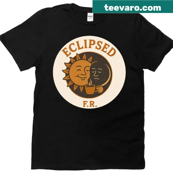 Vintage-style oversized T-shirt with a moon and sun eclipse graphic