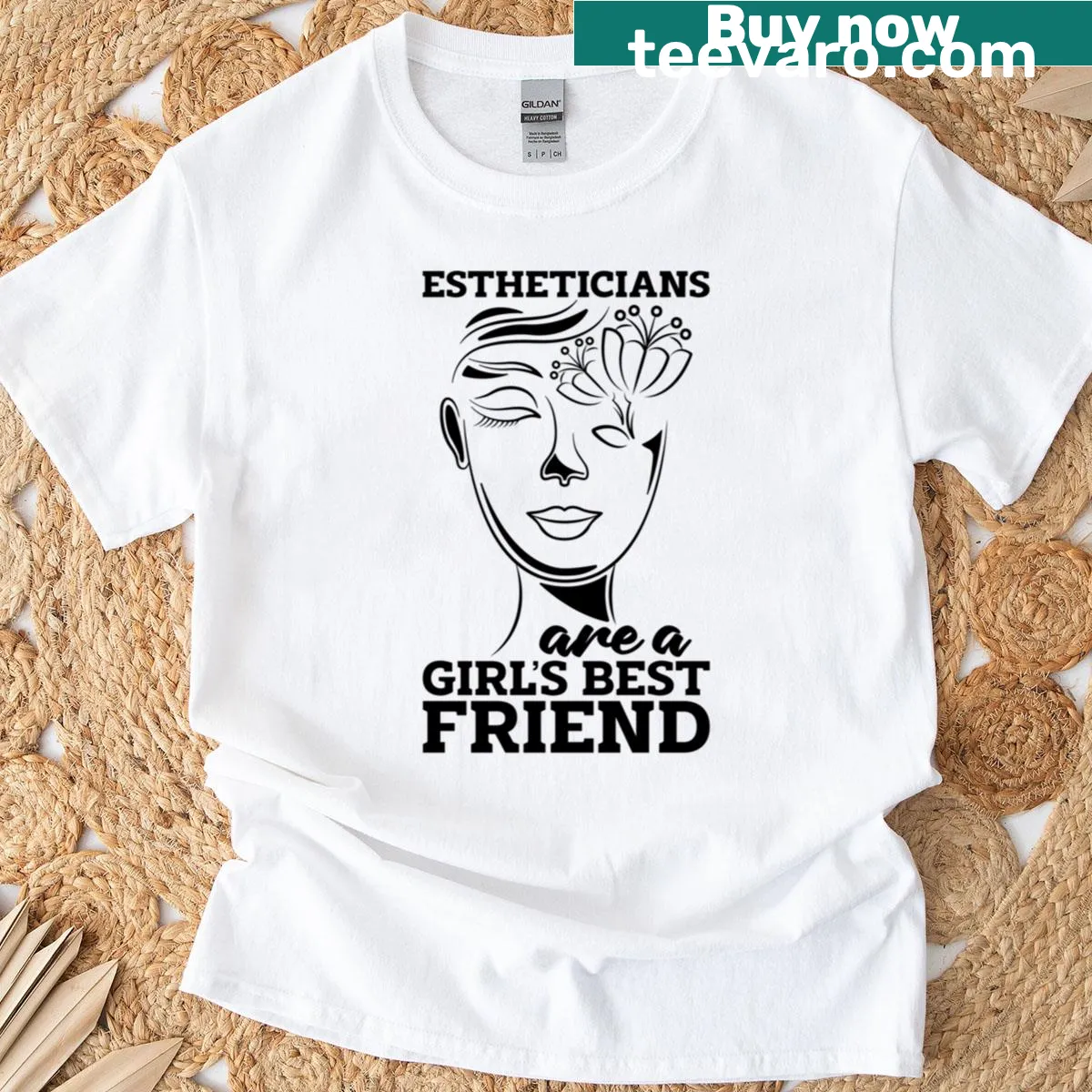 T-shirt celebrating women estheticians and beauticians with bold design. — on a men's t-shirt