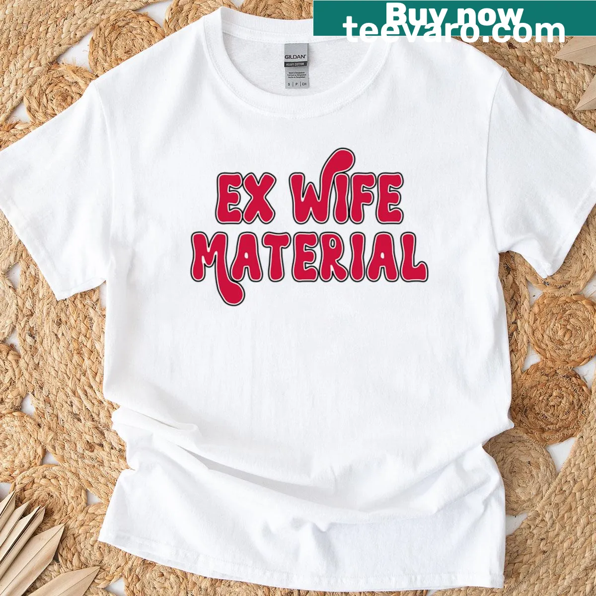 Funny retro design for confident women about being ex-wife material. — on a men's t-shirt
