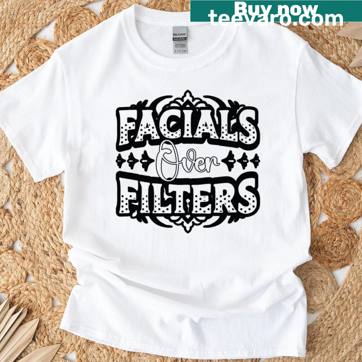 T-shirt for beauticians with the phrase 'Facial Over Filters' — on a men's t-shirt