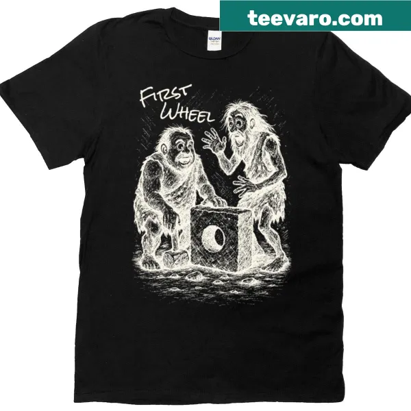 Minimalist T-shirt featuring the phrase 'First Wheel'.