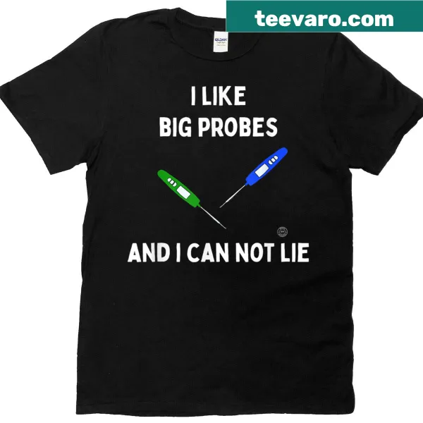 Humorous food safety T-shirt featuring a food thermometer and funny text