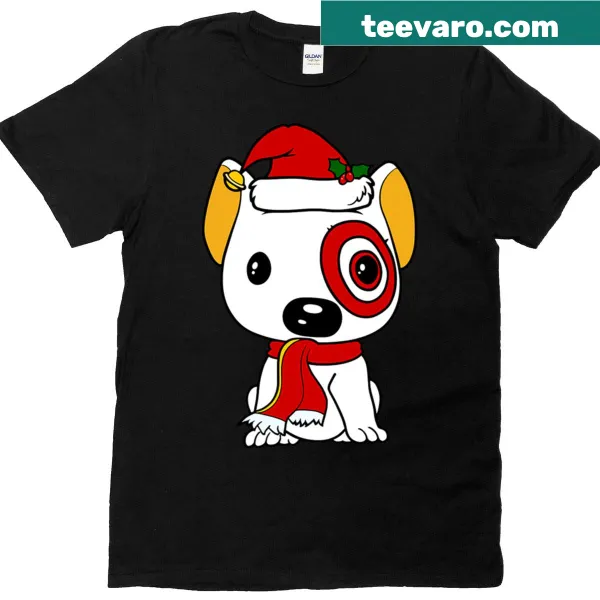 Funny Christmas T-shirt with bullseye dog parody design