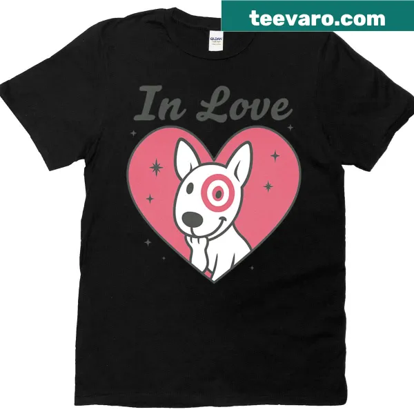Bullsey dog in love design with hearts illustration.