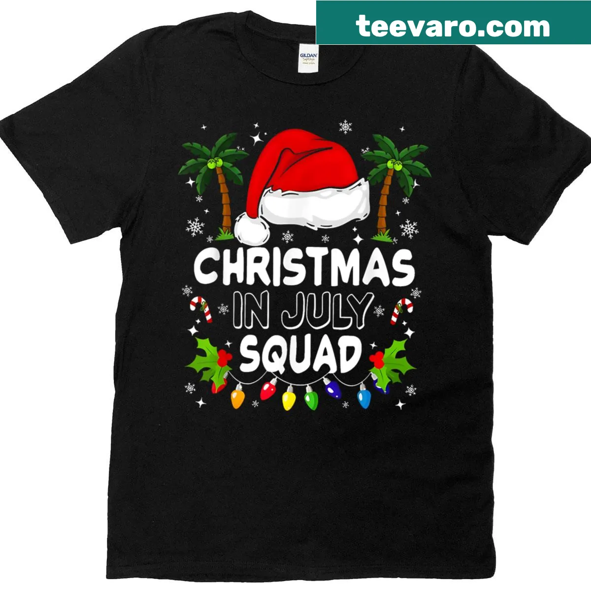 Humorous summer-themed Christmas shirt suitable for all ages — on a men's t-shirt
