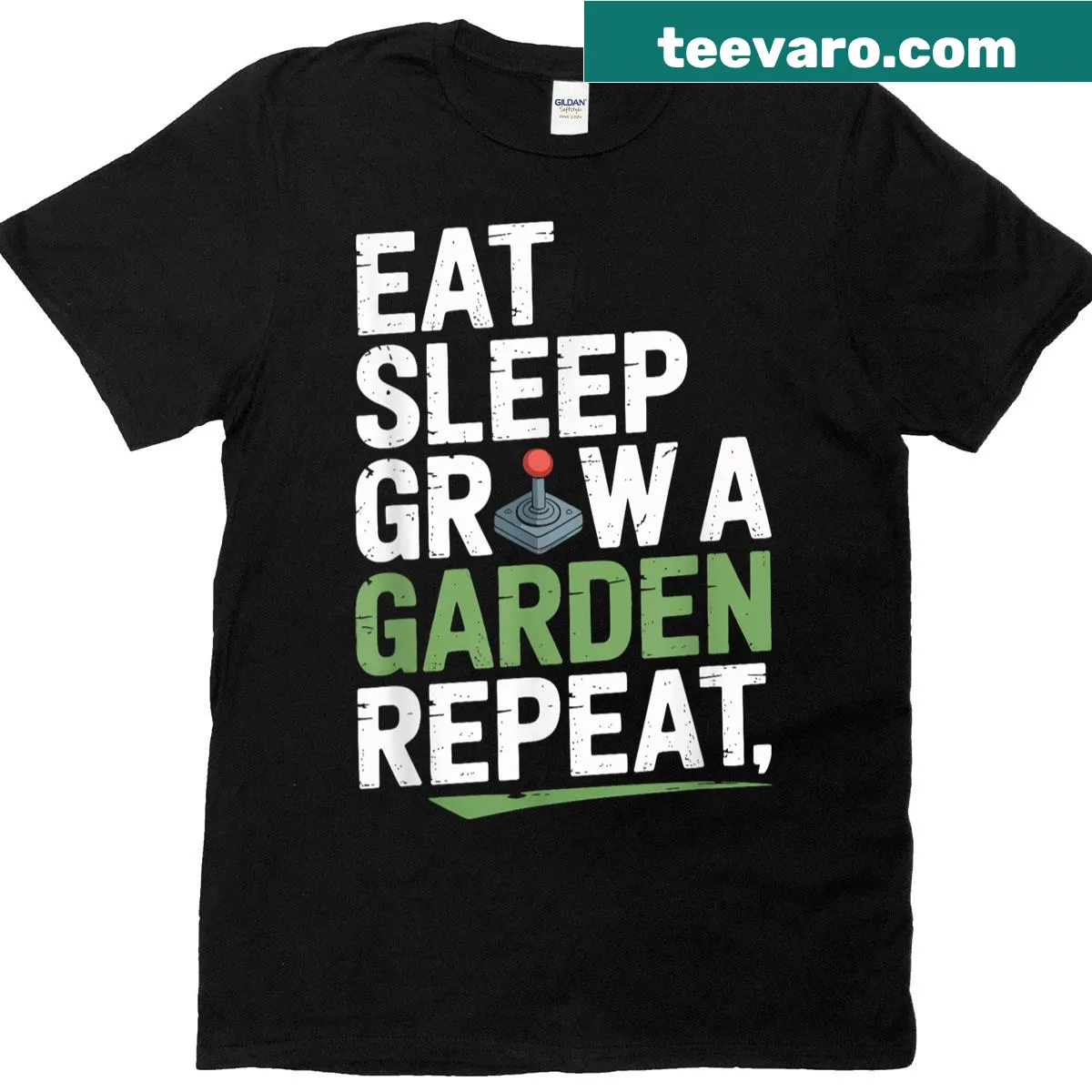 Gaming-themed shirt with text about gardening and gaming — on a men's t-shirt