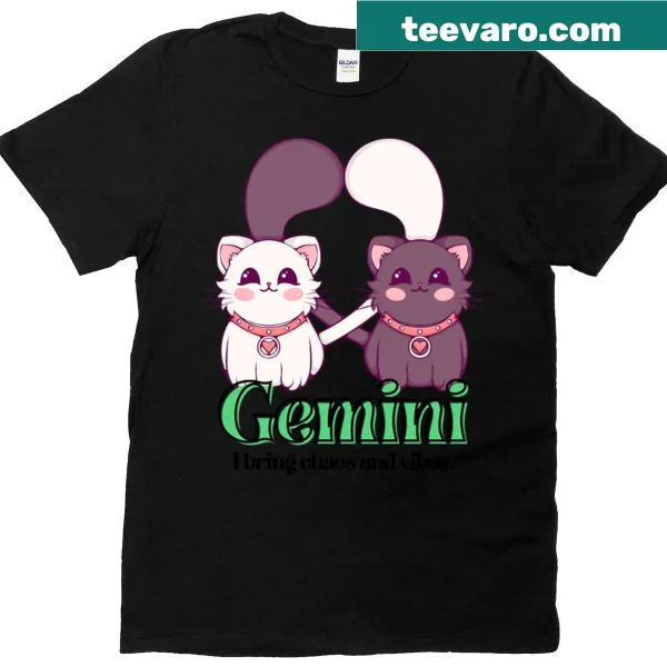 Oversized Gemini Kitty T-shirt with a cute cat illustration