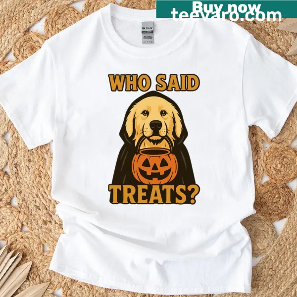 Cute oversized T-shirt with Great Pyrenees in pumpkin witch costume