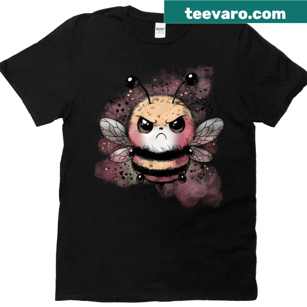 Oversized T-shirt with a grumpy cartoon honeybee design