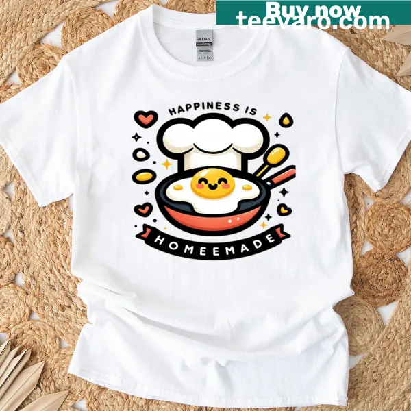 Cute cooking-themed t-shirt with hand-lettered design