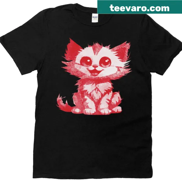 T-shirt featuring a cheerful, happy kitten graphic