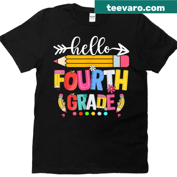 Back-to-school t-shirt for fourth graders with a friendly greeting