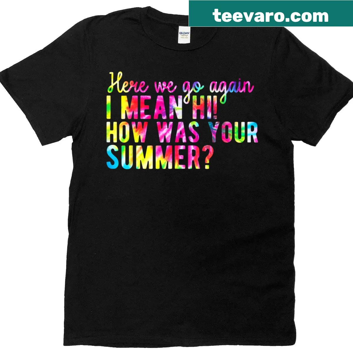 Funny teacher t-shirt with humorous summer greeting text — on a men's t-shirt