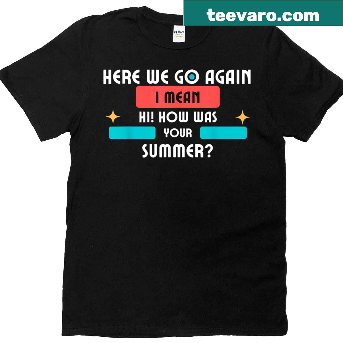 Humorous teacher t-shirt with summer greeting phrase — on a men's t-shirt
