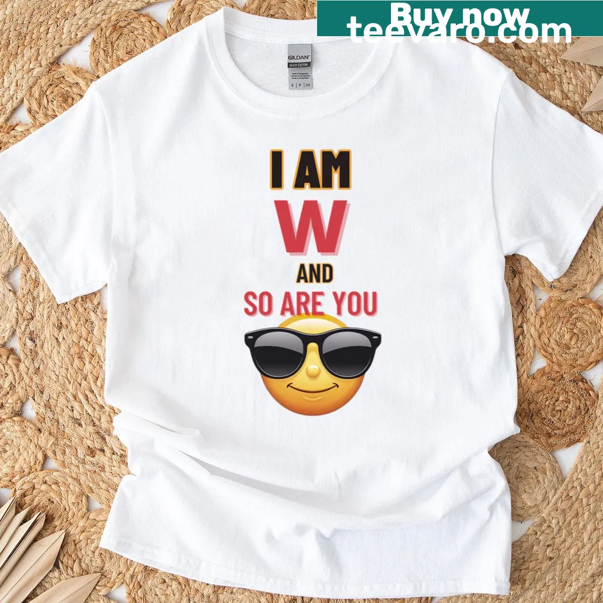 Oversized t-shirt with bold text saying 'I Am W And So Are You' — on a men's t-shirt