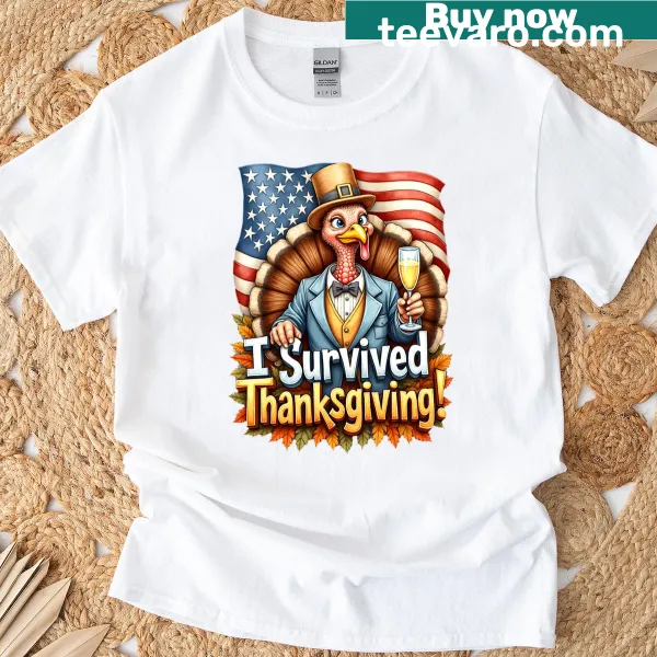 Dapper turkey illustration on Thanksgiving shirt