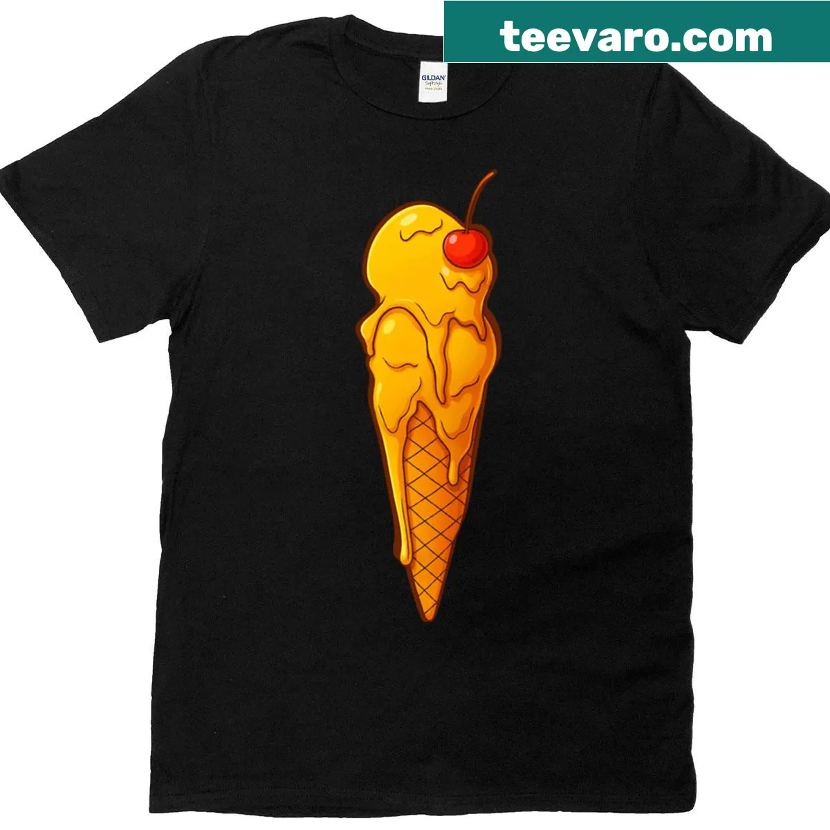 Charming cartoon ice cream graphic on t-shirt — on a men's t-shirt
